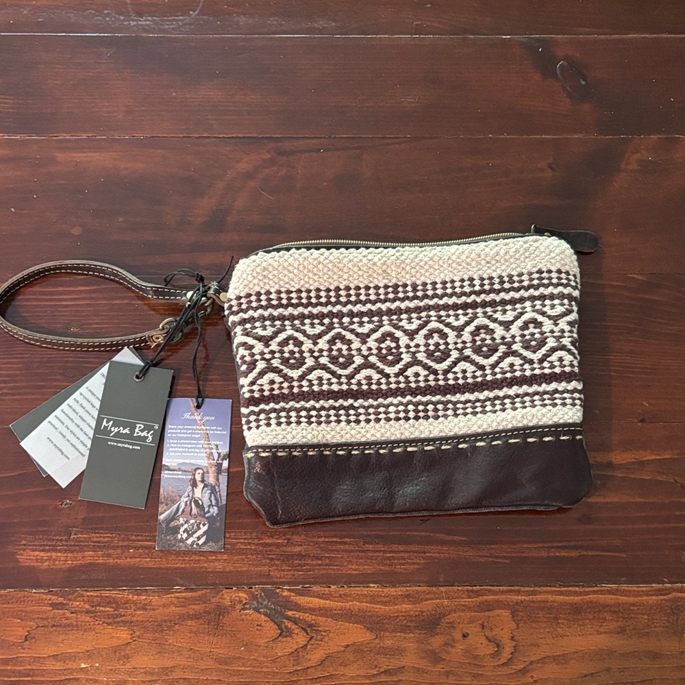 Brown and Cream Patterned Women's Purse /Clutch